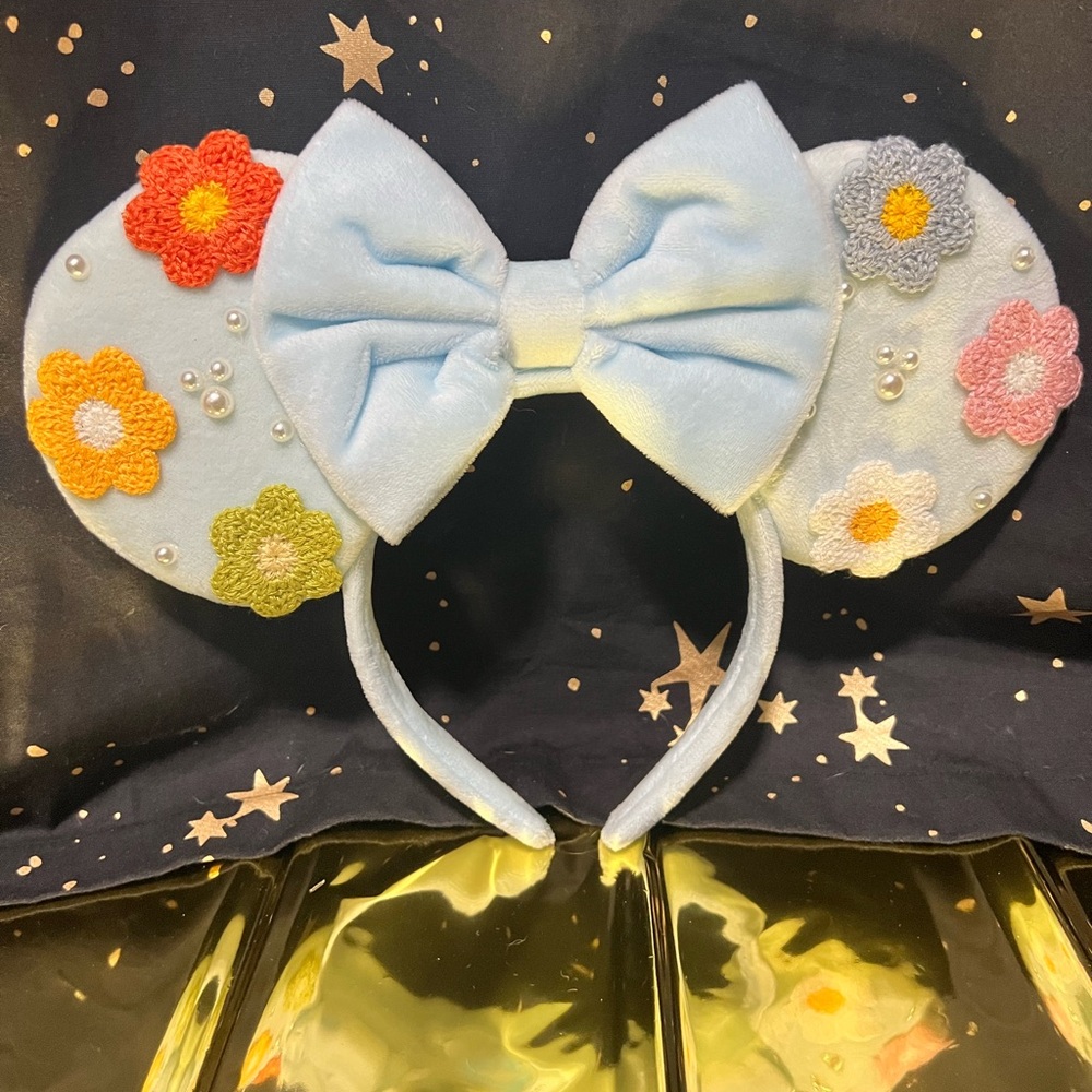Light blue with flowers Mickey ears